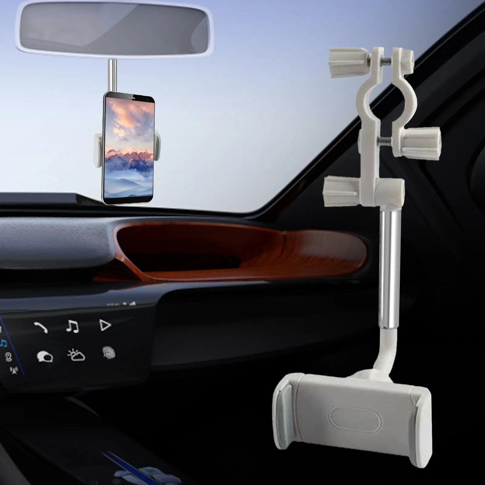 Держатель телефона с креплением на зеркало заднего вида автомобиля 360 Градусов для iPhone Samsung, Регулируемый держатель телефона для сиденья GPS, Универсальная Выдвижная подставка