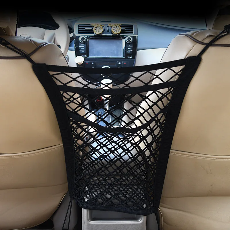 1 шт. Черная трехслойная сумка-сетка для хранения в автомобиле, растягивающаяся Эластичная сумка для хранения, защитная сетка для домашних животных в автомобиле