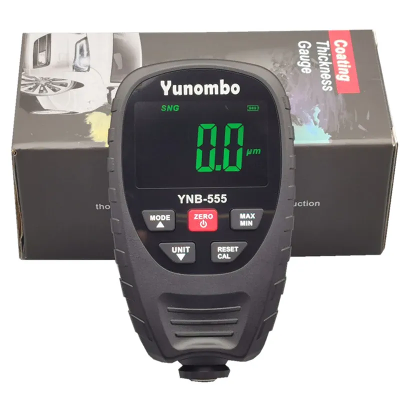 Yunombo YNB-555/YNB-555R Тестер толщины автомобильной краски Fe/nFe /Fe + Zn, Измеритель толщины покрытия, измеритель толщины пленки с функцией цинка