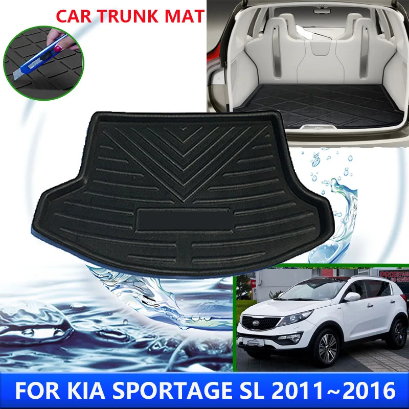 Для Kia Sportage SL 2011 ~ 2016 2012 2013 2015, автомобильные защитные накладки на задний багажник, Авто Водонепроницаемый вкладыш, Противообрастающие коврики, Аксессуары