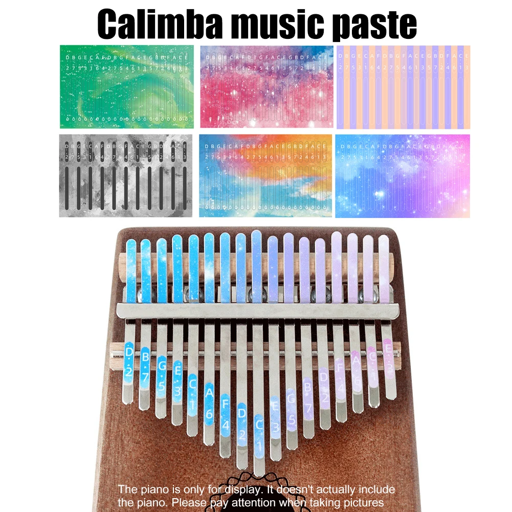 ПВХ 21 Клавиша Наклейка Калимба, наклейки для Пианино, Наклейки с логотипом, Шкала, Аксессуары для ударных, Набор музыкальных инструментов для начинающих