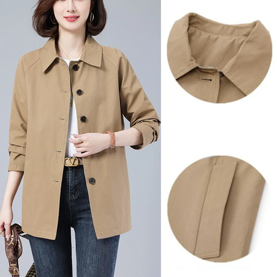 Модный Классический тренч средней длины, Однобортная куртка-ветровка для женщин, весенняя куртка с отворотом в корейском стиле, пальто
