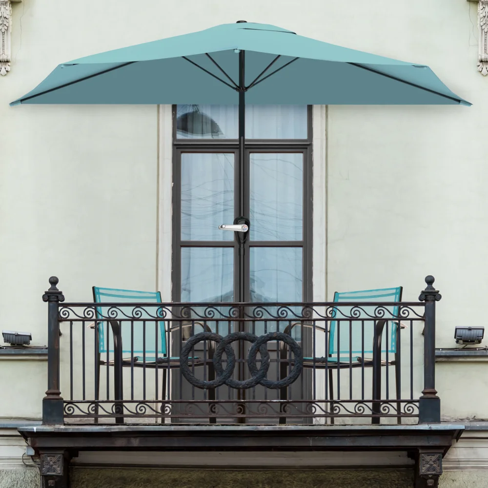 Полукруглый зонт для патио Pure Garden 9' - Синяя подставка для зонта для патио, уличный зонт, пляжный зонт
