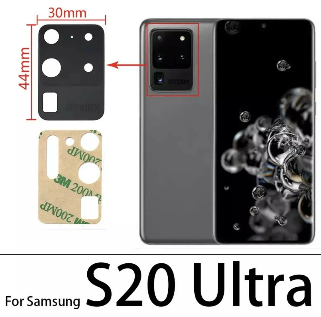 Для Samsung Galaxy S20 Ultra Ремонт Замена Стеклянной крышки объектива задней камеры с Держателем Рамки Запасная Часть Изображение 3 