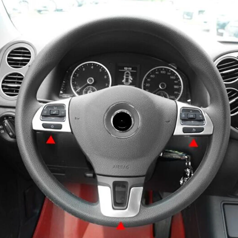 Для Tiguan с 2009 по 2015 год ABS Матовое Украшение Рулевого колеса Автомобиля Кнопка Крышка Отделка аксессуары для стайлинга автомобилей 3 шт.