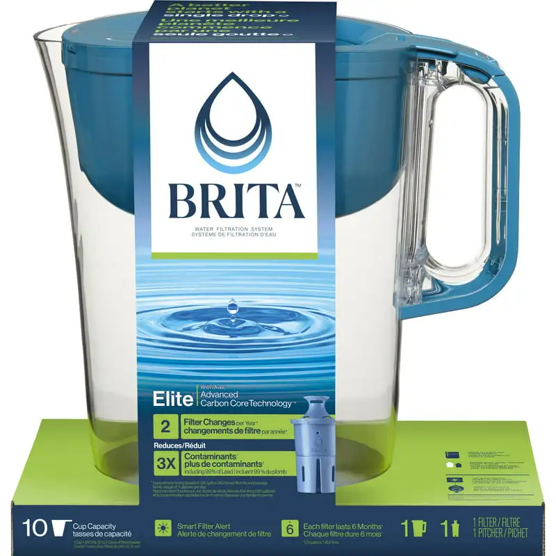 Кувшин-фильтр для воды на 10 чашек с 1 фильтром, изготовленный без BPA, Huron, Teal