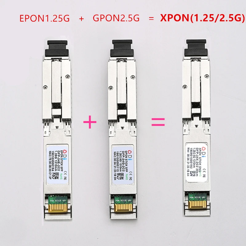ОНУ-накопитель E/GXPON SFP с разъемом MAC SC, модуль DDM pon 1490/1330 нм 1,25/2,5 Г XPON/EPON/GPON (1,244 Гбит/с/2,55 Г) 802,3 Ач E/GXPON