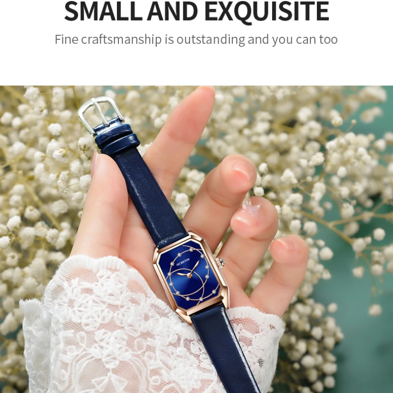 OCHSTIN легкие роскошные женские часы серии Parangon, простые женские наручные часы в стиле ретро с квадратным зеленым циферблатом, водонепроницаемые кожаные часы Изображение 4 