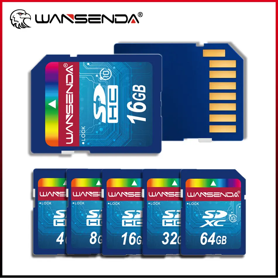 Оригинальная Полноразмерная SD-карта Wansenda 4GB 8GB 16GB 32GB 64GB Карта флэш-памяти SDHC SDXC-Карта для Хранения файлов цифровых устройств