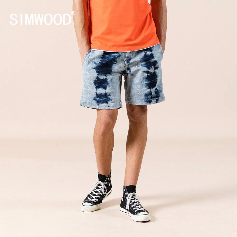 SIMWOOD 2022 джинсовые шорты с завязками, мужские модные уличные шорты контрастного цвета в стиле хип-хоп, брендовая одежда больших размеров SJ170368