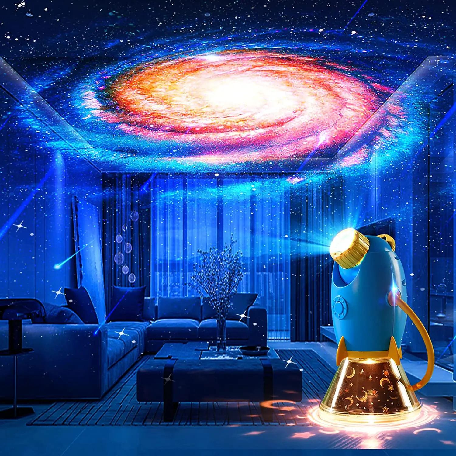 Ракетная Проекторная лампа Childen Sleeping 36 В 1 Цветном Светодиодном Перезаряжаемом Ночнике, Украшающем Атмосферу спальни, Детская Игрушечная лампа