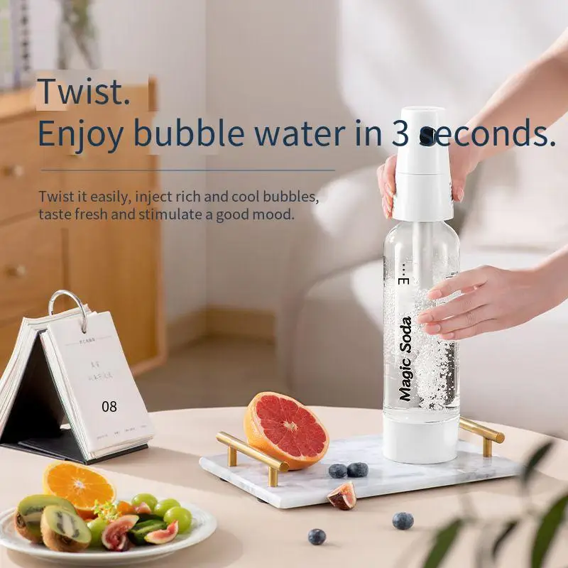 Портативная машина для газированной воды для домашней кухни, генератор водяных пузырей с диспенсером для газировки Изображение 0 