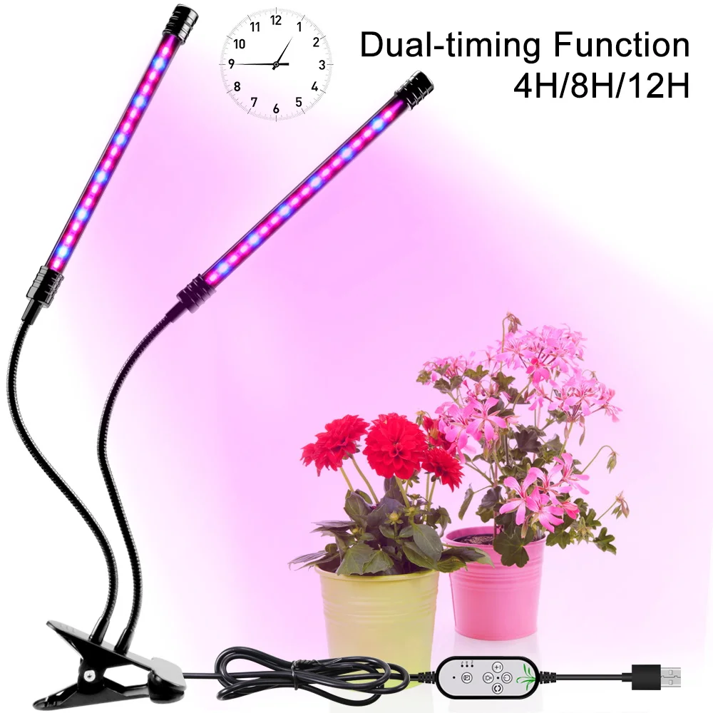 Светодиодная Фито-лампа для теплицы с полным спектром света для выращивания комнатных растений, Гидропонная лампа для рассады цветов, с регулируемой яркостью, для выращивания по времени Изображение 2 