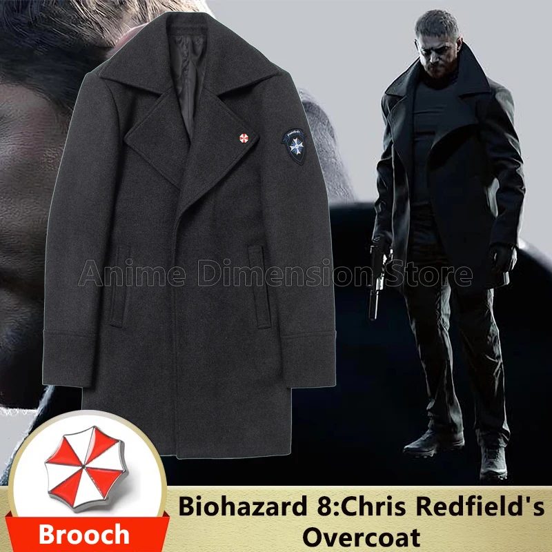Игра Biohazard Resident 8 Village Крис Редфилд Костюмы для Косплея, Твидовое пальто, ролевая игра для Мужчин