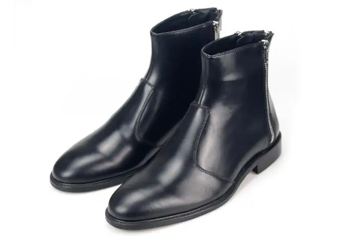 Зимние Ботильоны с высоким берцем из натуральной кожи, Модные мужские черные ботинки 