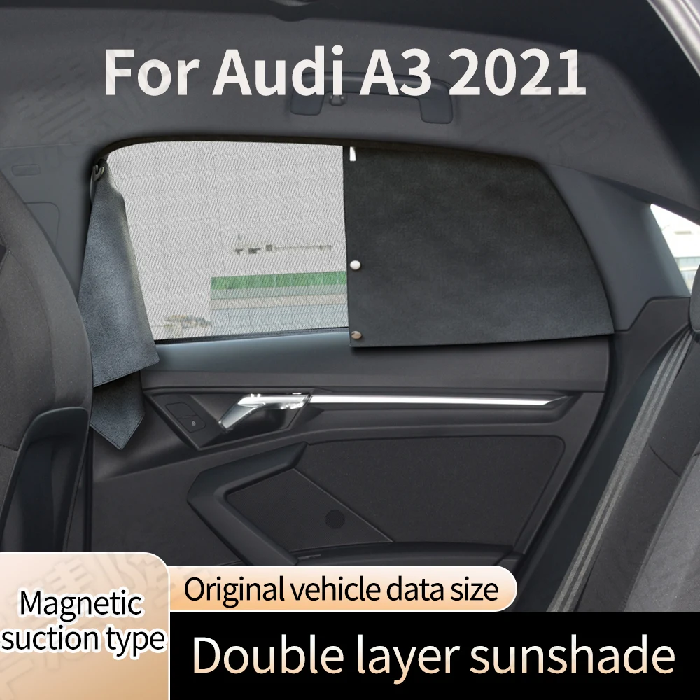Автомобильные полноразмерные шторы для Audi A3 2021 из оленьего бархата, двухслойные солнцезащитные шторы для окон, теплоизоляция и защита от солнца