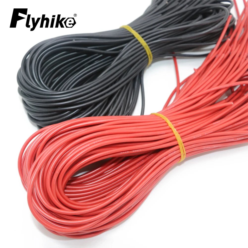 10 м/лот Высококачественный силиконовый провод 10 12 14 16 18 20 22 24 26 28 30AWG Силиконовый кабельный провод 5 м красного и 5 м черного цвета