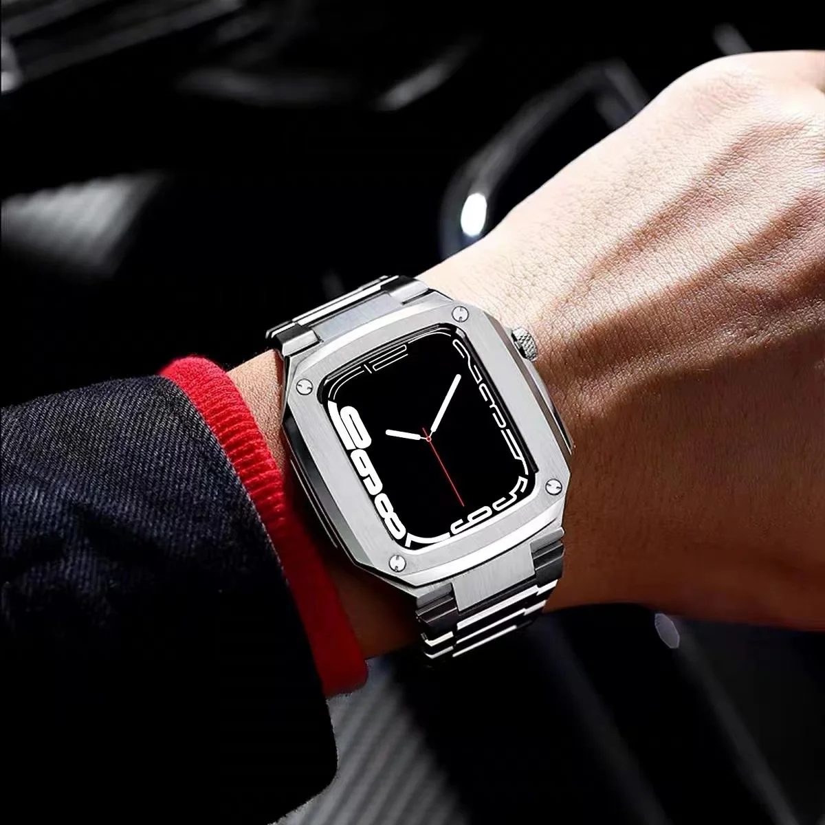 Металлический Комплект дооснащения Чехол Ремешок для Apple Watch Band 45 мм 44 мм Высококачественный браслет из нержавеющей стали Для iWatch series 8 7 6 5 SE band Изображение 3 