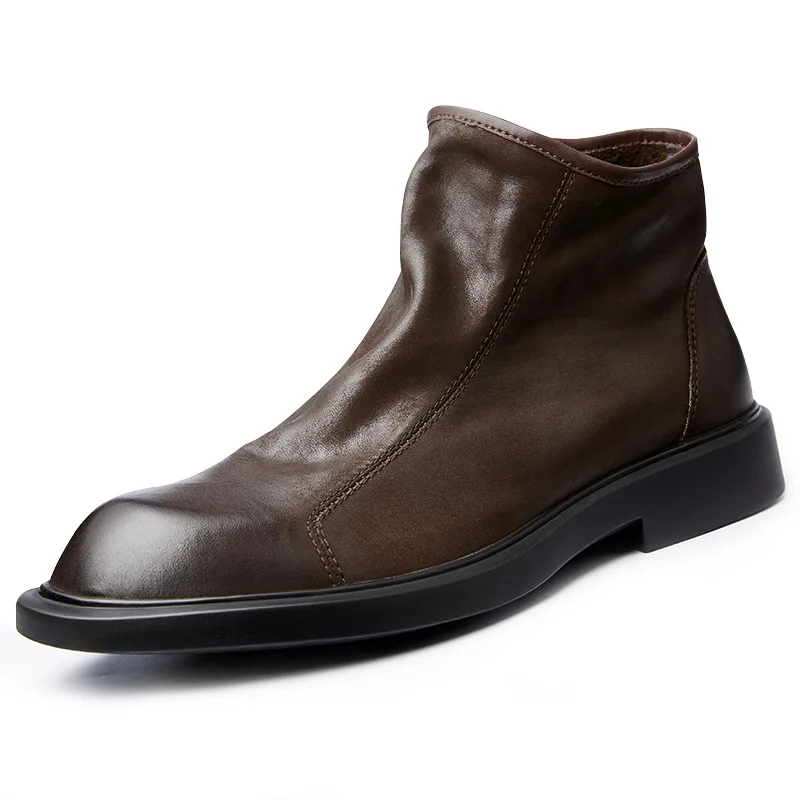 Модные мужские замшевые ботинки Роскошного качества ручной работы, новинка зимы 2023, теплая деловая офисная социальная обувь, ботильоны для мужчин