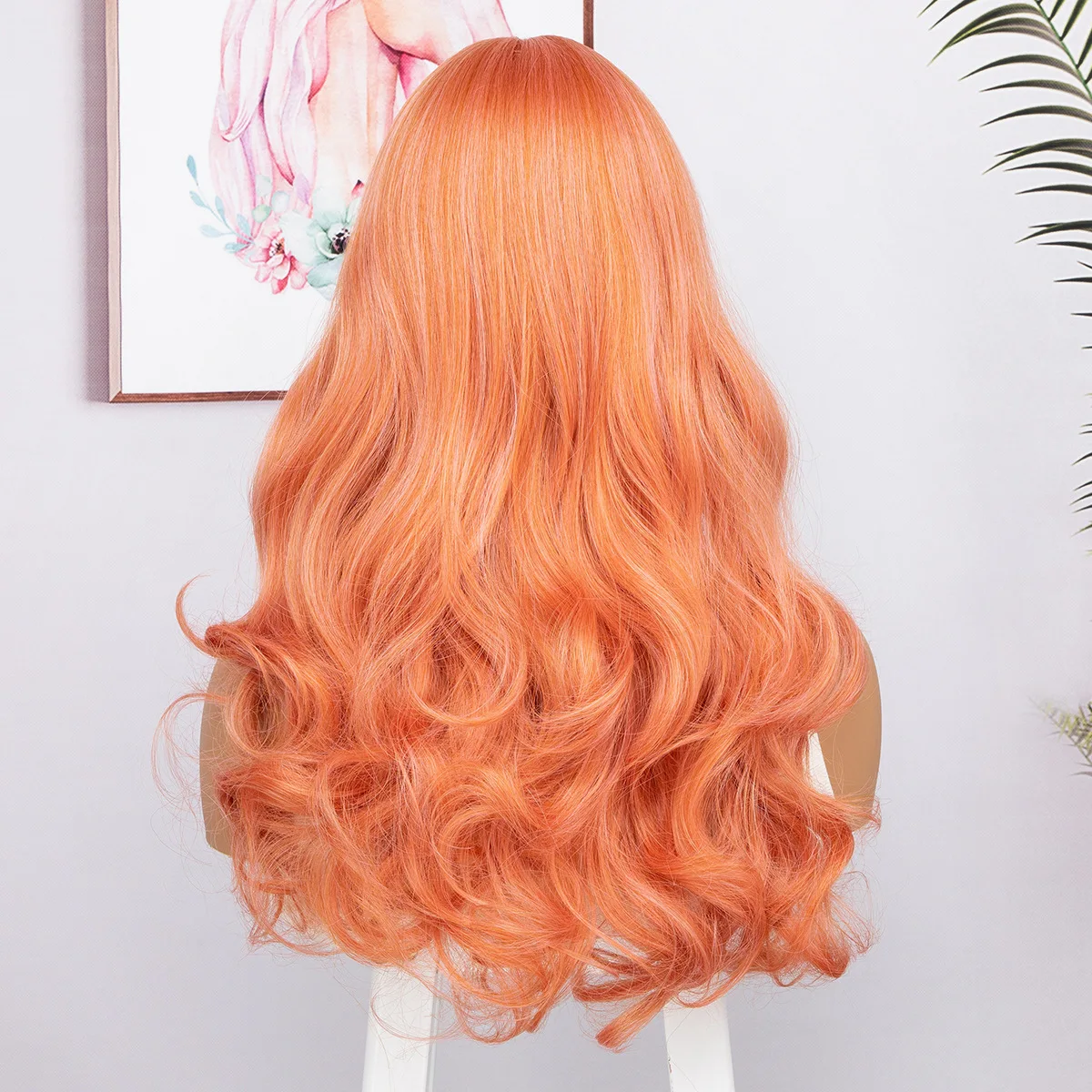 Similler Большие Волнистые Длинные синтетические парики для женщин, термостойкие волосы, оранжевый парик с челкой Изображение 4 