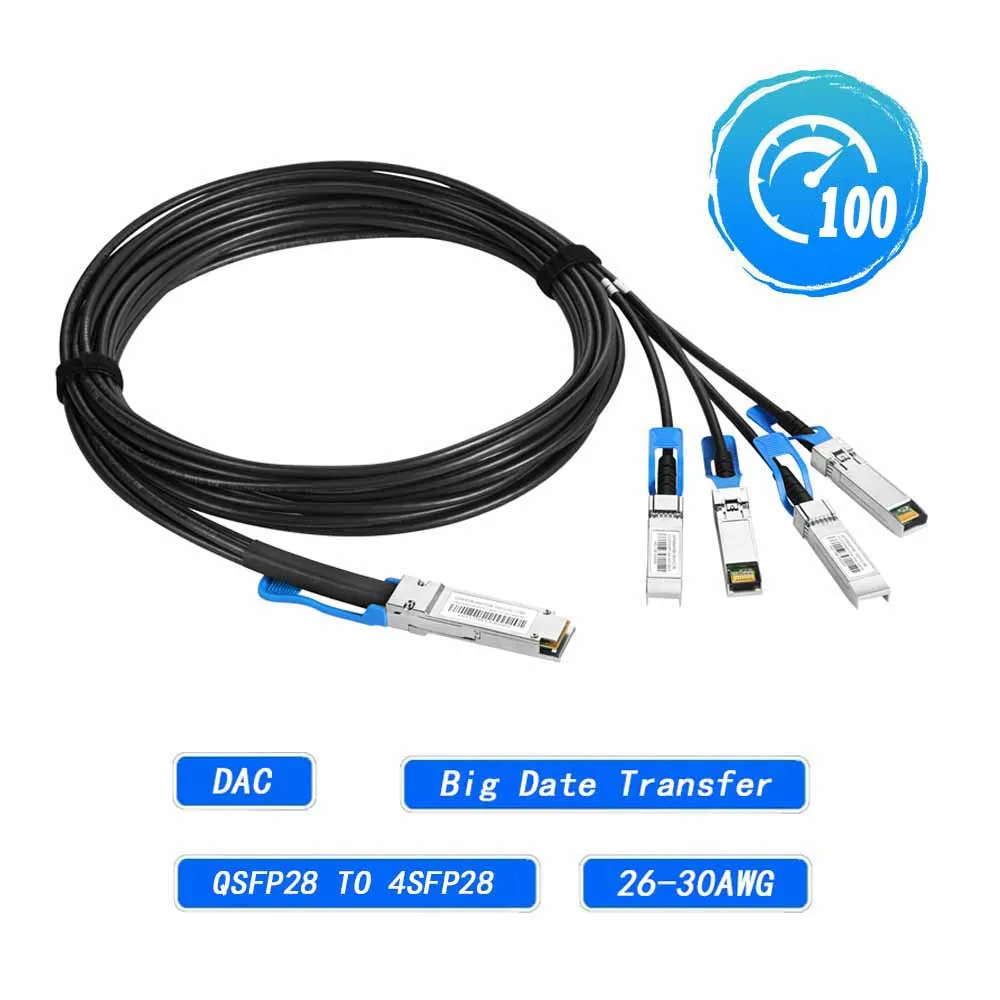 Кабель DAC 100G QSFP28 к 4x25G SFP28 Пассивный Медный кабель прямого подключения 1 м/3 м/5 М Для Волоконно-оптического коммутатора Cisco