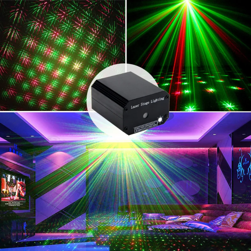 Мини-лазерное освещение сцены, автомобильный USB, красное и зеленое Звездное небо, KTV Party, Проекционная лампа с голосовой активацией, дискотека