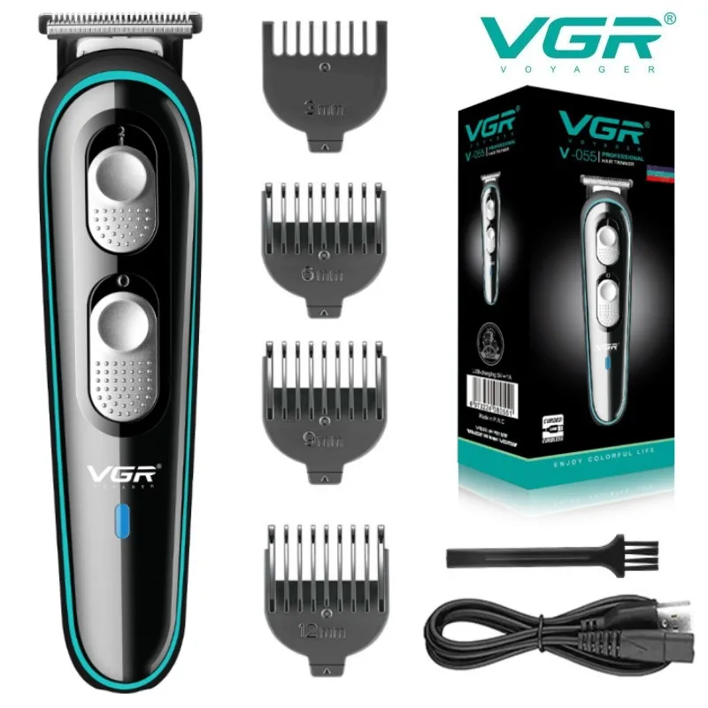 Профессиональная машинка для стрижки волос VGR, Перезаряжаемая Машинка для стрижки, Регулируемый Триммер для бороды, Электрический Триммер для мужчин V-055