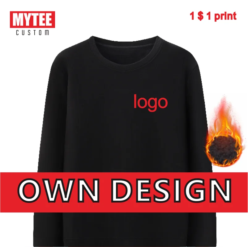 Мужская зимняя толстовка с подкладкой MYTEE с логотипом и вышивкой на заказ, Высококачественная модная толстовка с круглым вырезом и логотипом на заказ, топ 