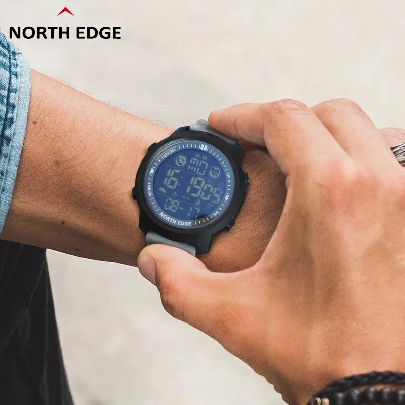 Мужские цифровые часы NORTH EDGE, военные, спортивные, для бега, шагомер, браслет для сердечного ритма, Android IOS, водонепроницаемый, 50 м Калорий