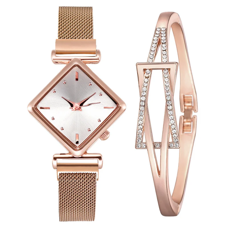 Модные Женские Квадратные часы-браслет, Роскошные кварцевые часы с магнитной пряжкой, Градиентные цветные часы Relogio Feminino для подарочных часов