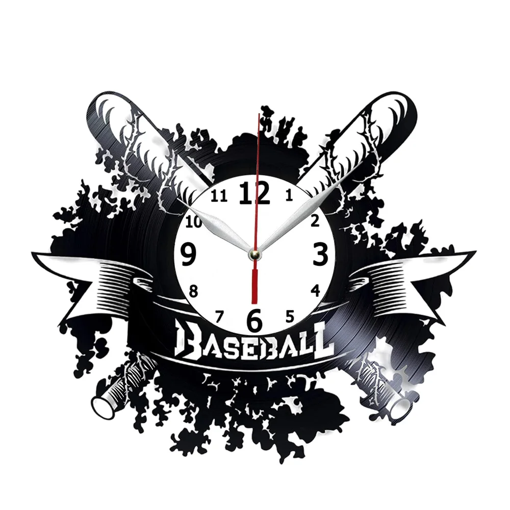 Бейсбольные спортивные виниловые настенные часы, бейсбольный спортивный дизайнерский подарок для любого случая