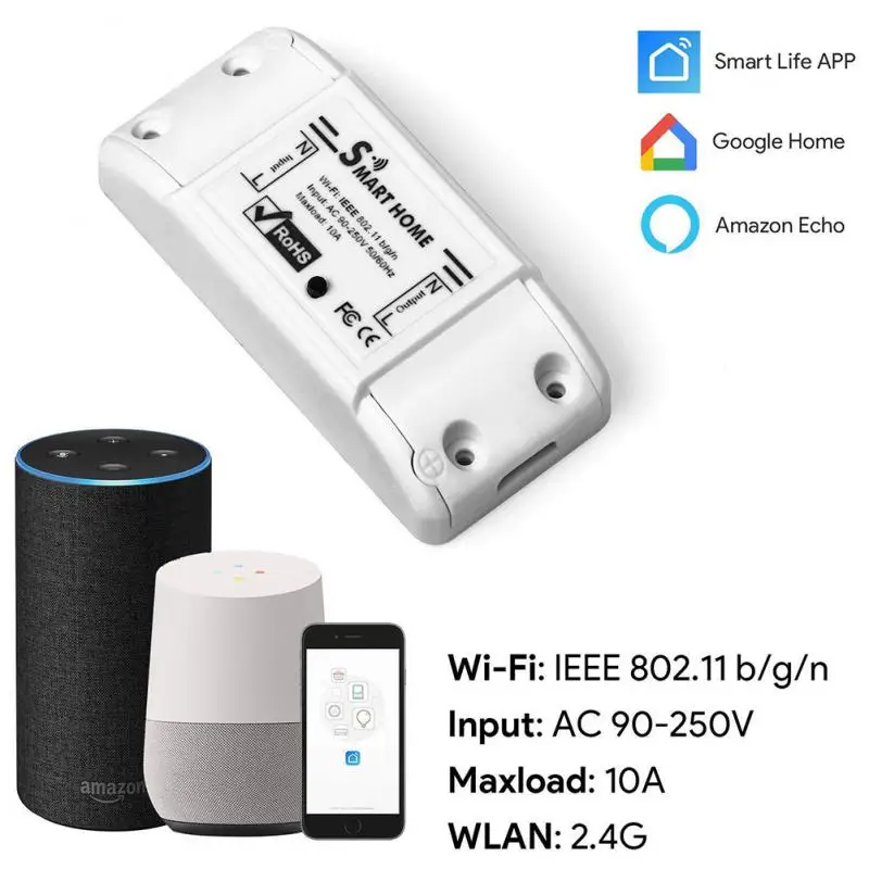 CoRui 10A WiFi Smart Switch Поддержка синхронизации Беспроводного модуля дистанционного голосового управления Коммутаторами Работа с Google Home Echo Smart Life