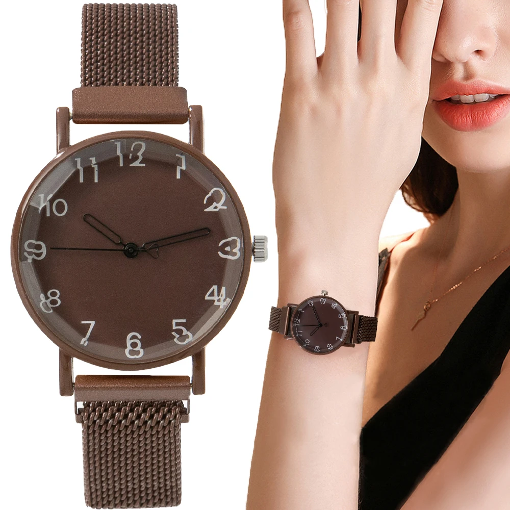 Модные женские часы с сетчатым стальным ремешком, повседневные спортивные кварцевые часы в простом стиле для женщин, часы