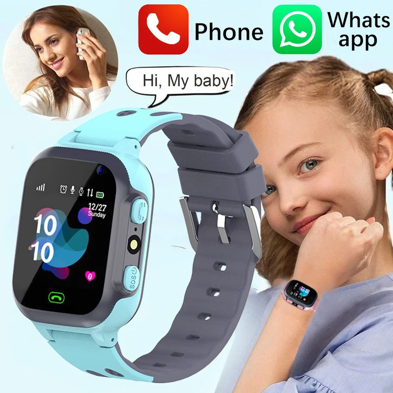 Детские часы с защитой от потери SIM-карты, звонок для детей, умные часы для мальчиков и девочек, Водонепроницаемые умные часы, Испанский, Португальский, Английский Изображение 0 