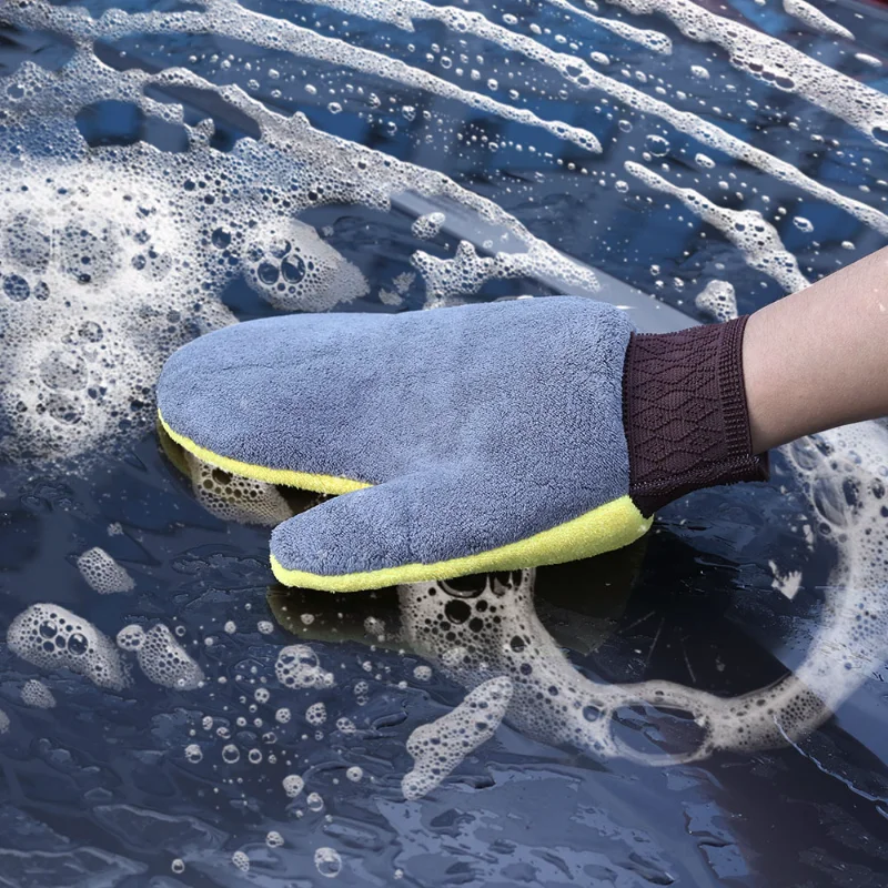 Перчатки для чистки автомобилей из мягкой микрофибры с сильным водопоглощением, Перчатки для мытья кузова, Инструменты для чистки оконных стекол, шин Изображение 1 