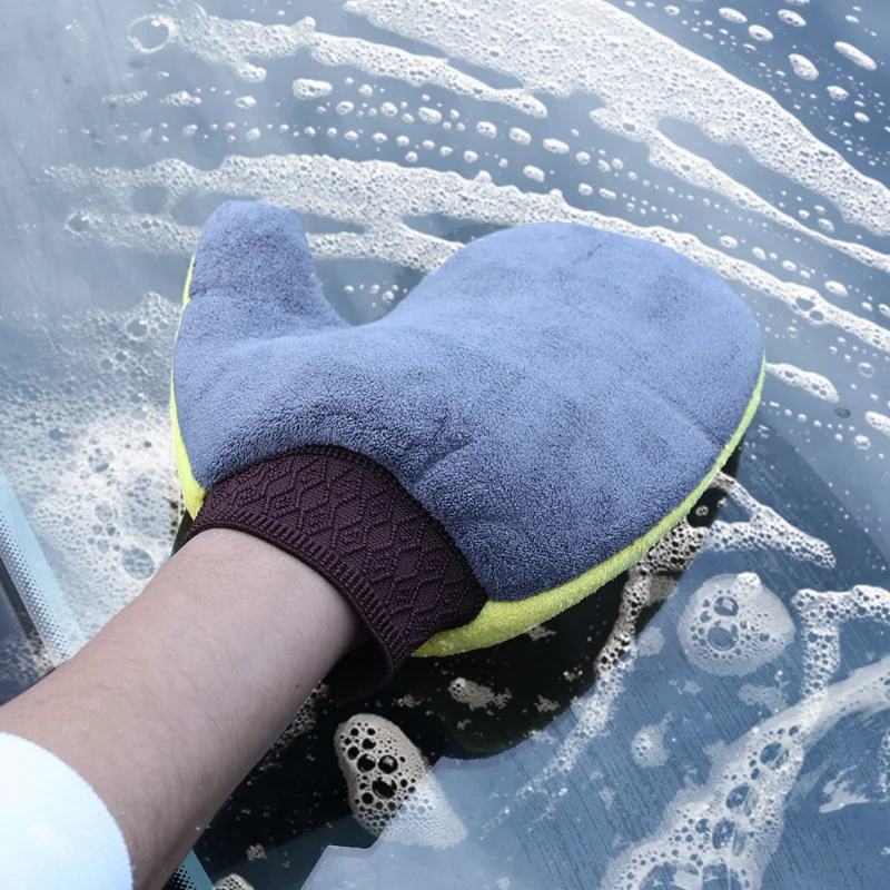 Перчатки для чистки автомобилей из мягкой микрофибры с сильным водопоглощением, Перчатки для мытья кузова, Инструменты для чистки оконных стекол, шин Изображение 3 