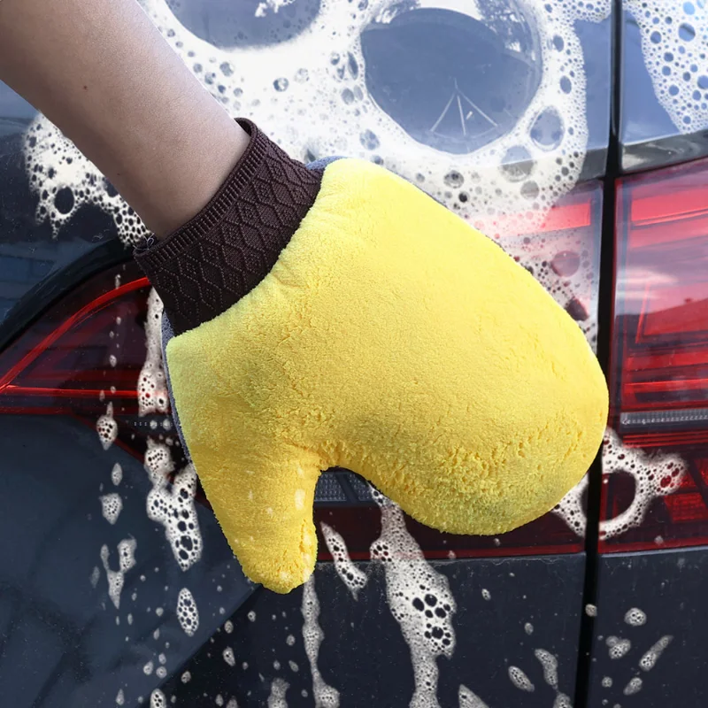 Перчатки для чистки автомобилей из мягкой микрофибры с сильным водопоглощением, Перчатки для мытья кузова, Инструменты для чистки оконных стекол, шин Изображение 4 