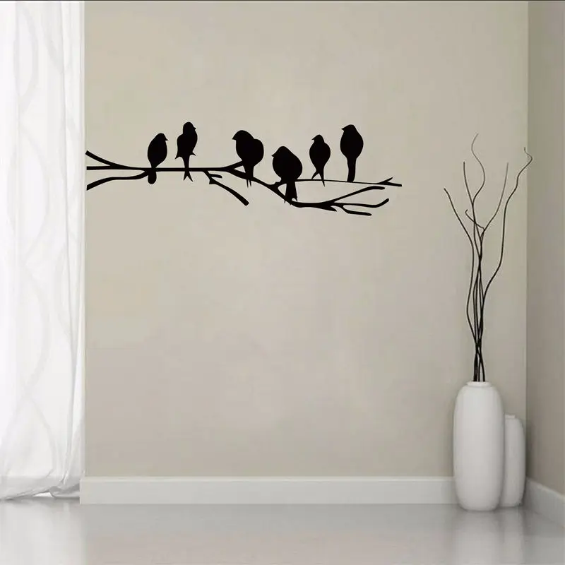 наклейка на стену с птицами на ветке дерева 105x25 см, виниловая наклейка с птицами для современного дома, художественное украшение для спальни, ванной комнаты a0022