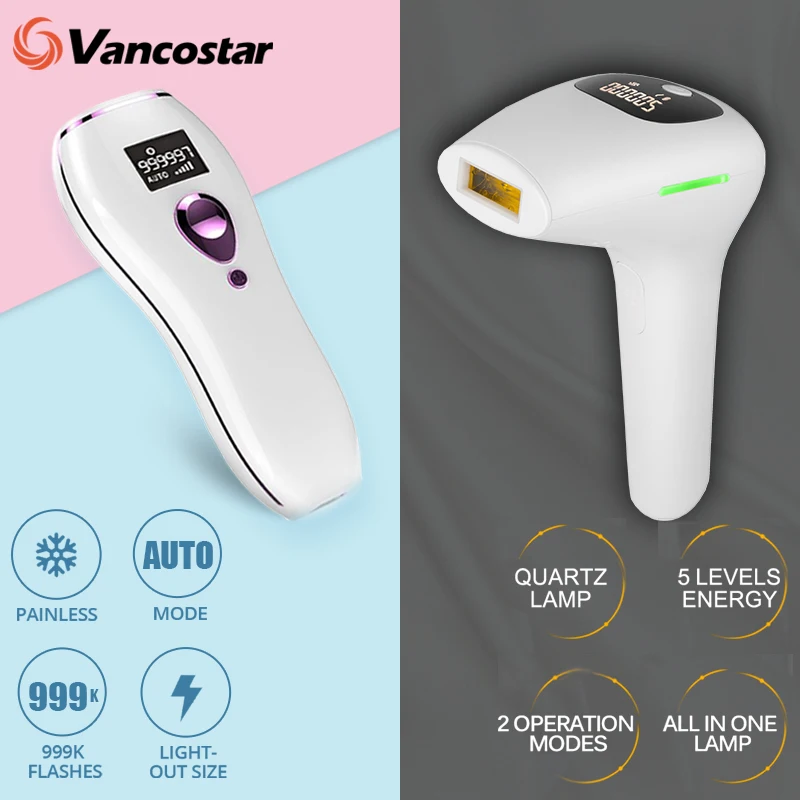 Vancostar IPL Для удаления волос, ЖК-лазерный эпилятор, Безболезненный Постоянный Триммер для Мужчин и Женщин, Уход за кожей Дропшиппинг