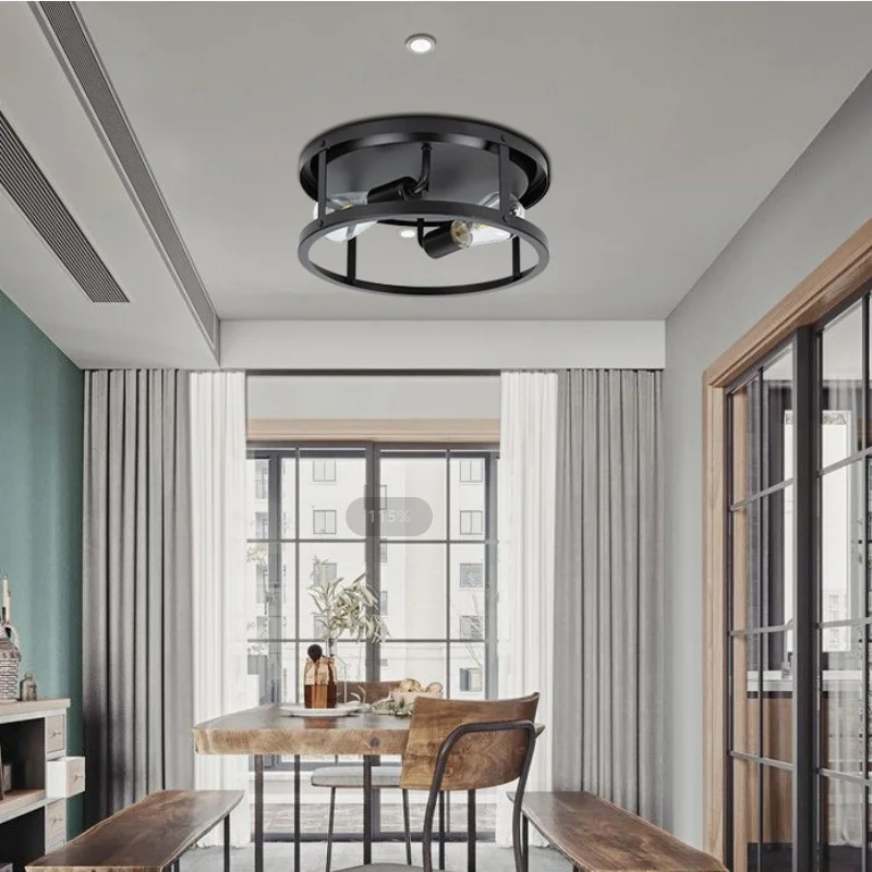 Американский ретро потолочный светильник железный в индустриальном стиле, светильник для украшения коридора, спальни, балкона, потолочный светильник для ресторана
