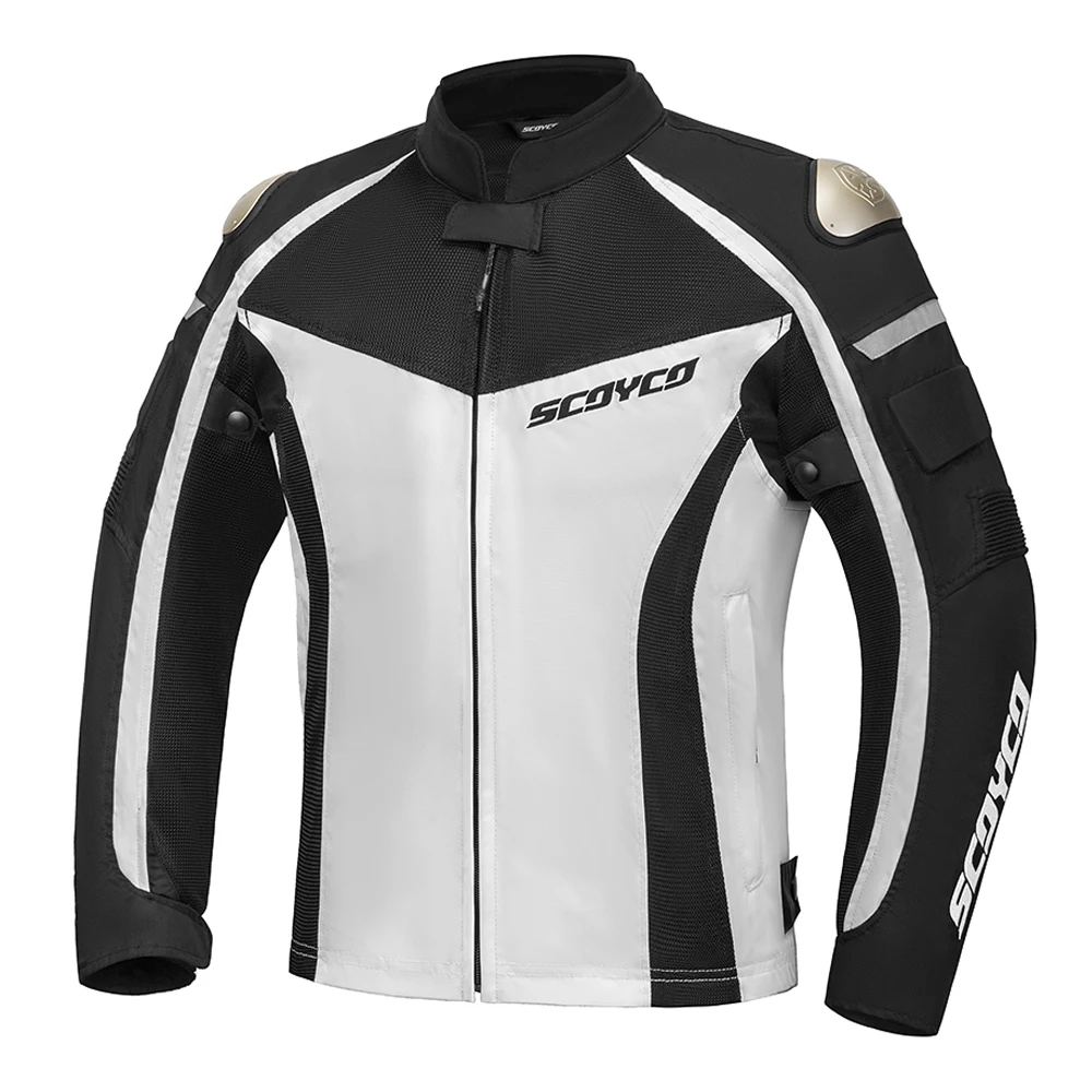 Белое светоотражающее пальто для мотокросса, защита от падения, мотоциклетное снаряжение, износостойкая мотоциклетная куртка, дышащая мужская байкерская одежда