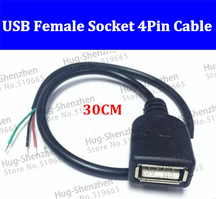 Высококачественная розетка USB-адаптера для передачи данных, кабель jcak, 4-контактный кабель, Пайка, сделай сам, 30 см, 5 шт./лот