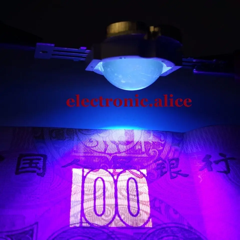 10 Вт Высокомощная светодиодная лампа ультрафиолетового излучения 395нм 900мА 12 В + 60 градусов лен 5 шт.
