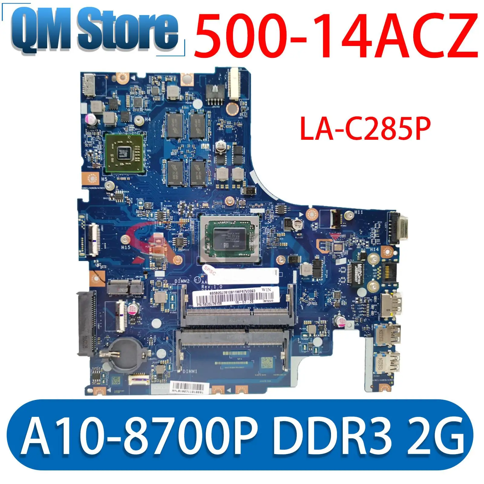 5B20J76050 5B20J76039 для Lenovo 500-14ACZ материнская плата ноутбука LA-C285P с графическим процессором A10-8700P DDR3 2G 100% протестирована