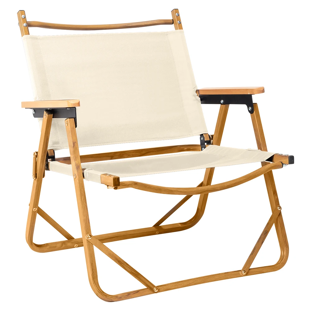 Походный стул цвета хаки с имитацией древесины, алюминиевая рама и прочная ткань Оксфорд Изображение 2 