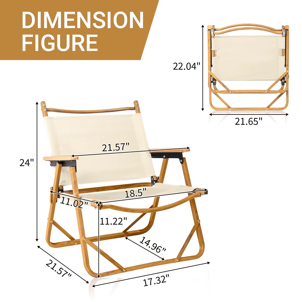 Походный стул цвета хаки с имитацией древесины, алюминиевая рама и прочная ткань Оксфорд Изображение 5 
