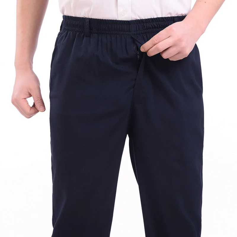 Большие размеры, 8XL 9XL 10XL, мужские костюмные брюки, летние мужские повседневные домашние брюки, эластичные свободные брюки с эластичной талией, тонкие брюки цвета хаки, синий Изображение 3 